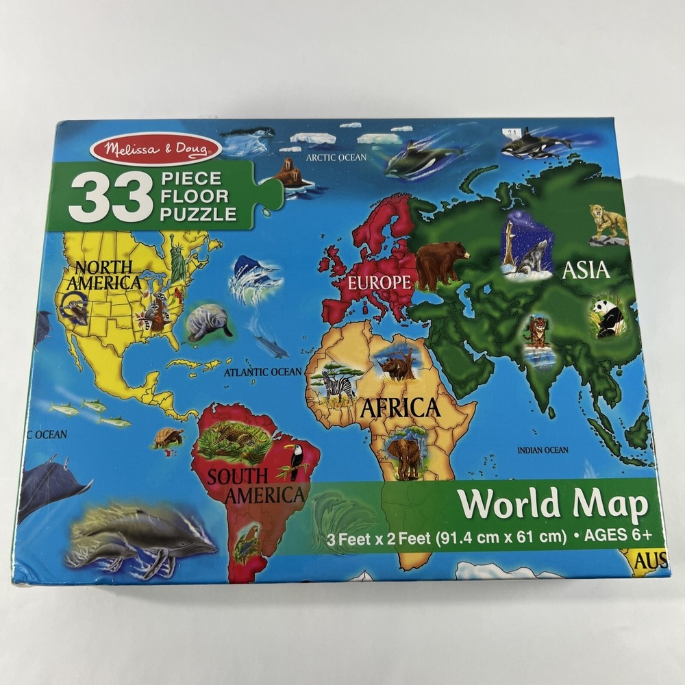 Melissa and Doug World Map‎ Floor Puzzle 33 Pieces Sealed New